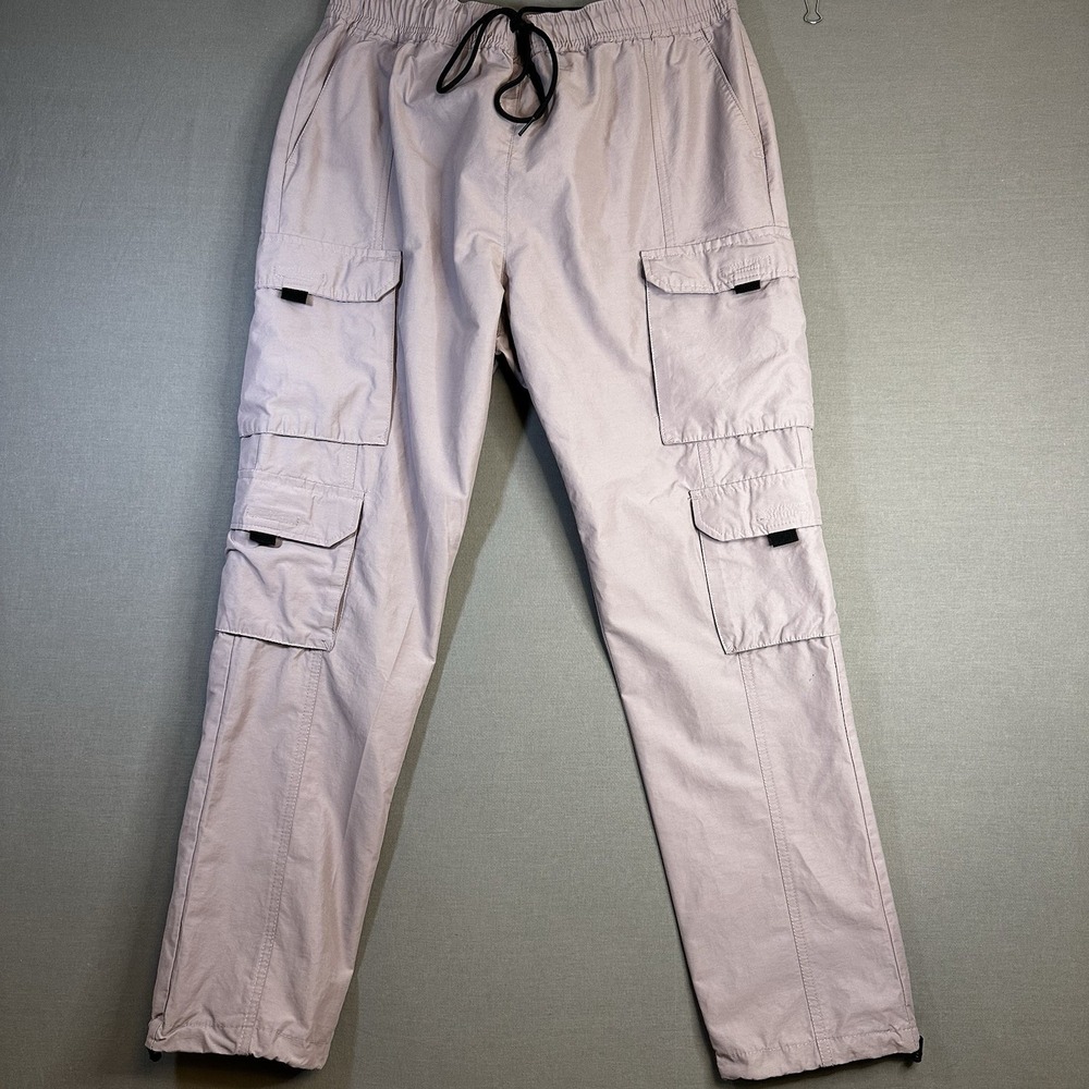 PacSun Men's Pink Relaxed Cargo Pants L Regular Cotton/Nylon Drawstring Pockets